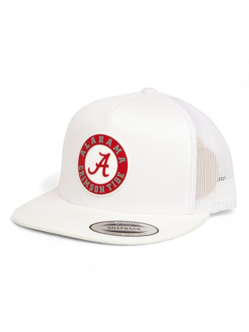 Alabama Crimson Tide Snapback Flat Bill Trucker Hat- White